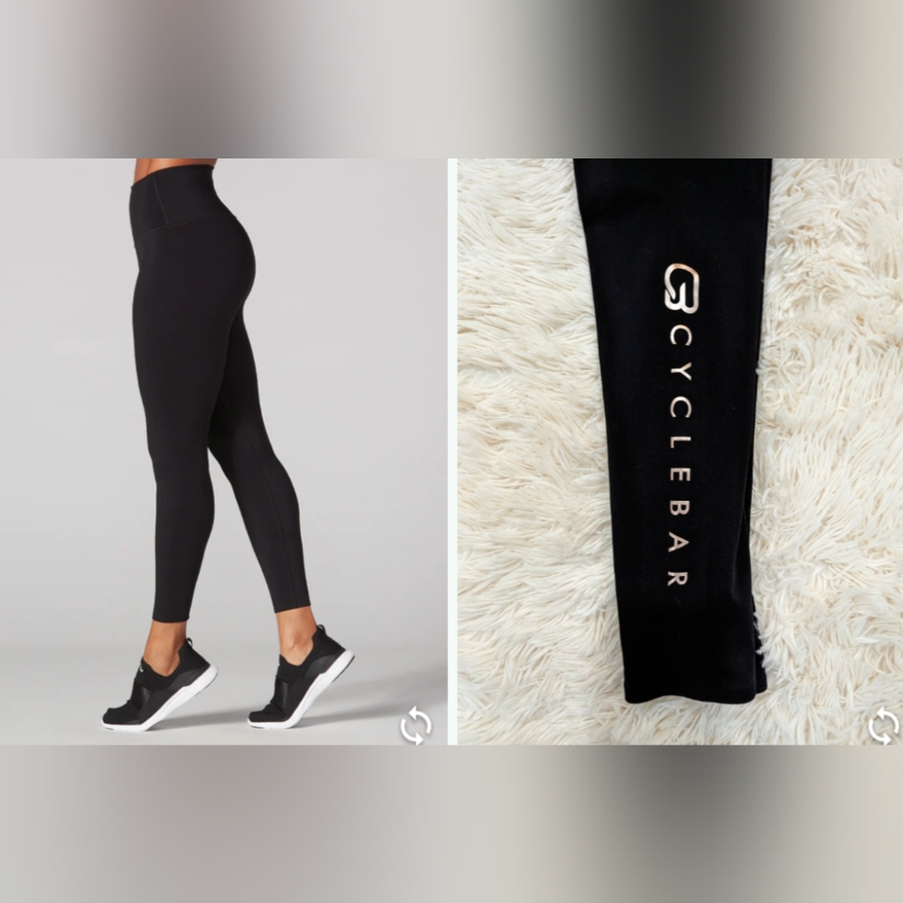 Tavi Noir Black and Rose Gold CycleBar Branded High Waisted Leggings